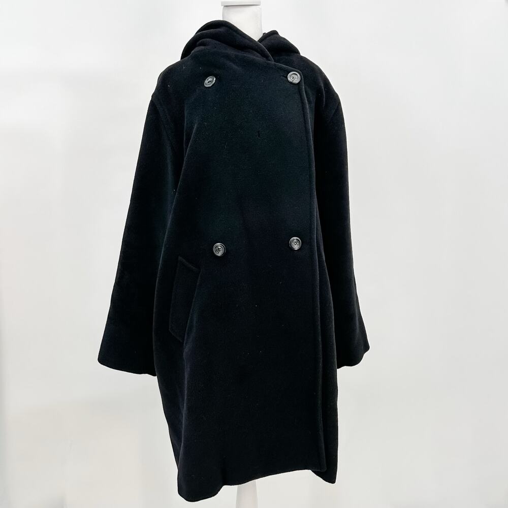 Max Mara Trench Teddy Coat Wool Long Alpaca Winter Black Vintage Authentic 12